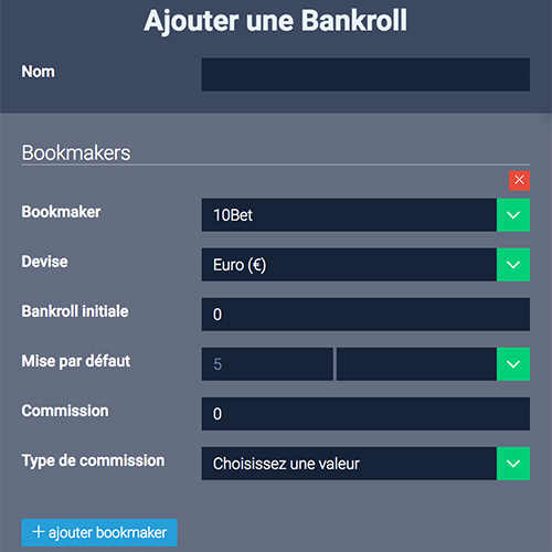 First, set up your account: bankrolls, bookmakers, tipsters, favorite sports